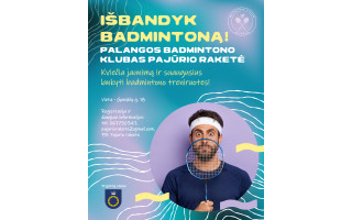 Palangos badmintono klubas „Pajūrio raketė“ kviečia jaunimą nuo 18 metų ir suaugusiuosius prisijungti prie reguliarių treniruočių