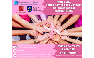 Palangos miesto savivaldybės visuomenės sveikatos biuras kviečia 18 – 44 metų amžiaus moteris į nemokamą krūtų patikrą ir gydytojo echoskopuotojo konsultaciją