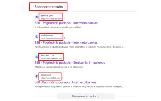 Sukčiai kuria netikras svetaines: įspėja saugotis paieškos sistemose rodomų nuorodų