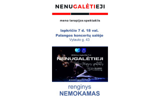 Lapkričio  7 d. 18 val. Palangos koncertų salėje bus rodomas mano terapijos spektaklis „Nenugalėtieji“