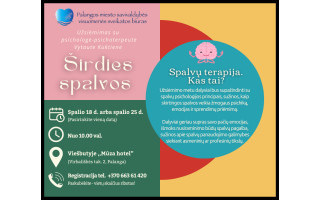 Kviečiame į užsiėmimą su psichologe-psichoterapeute „Širdies spalvos“!