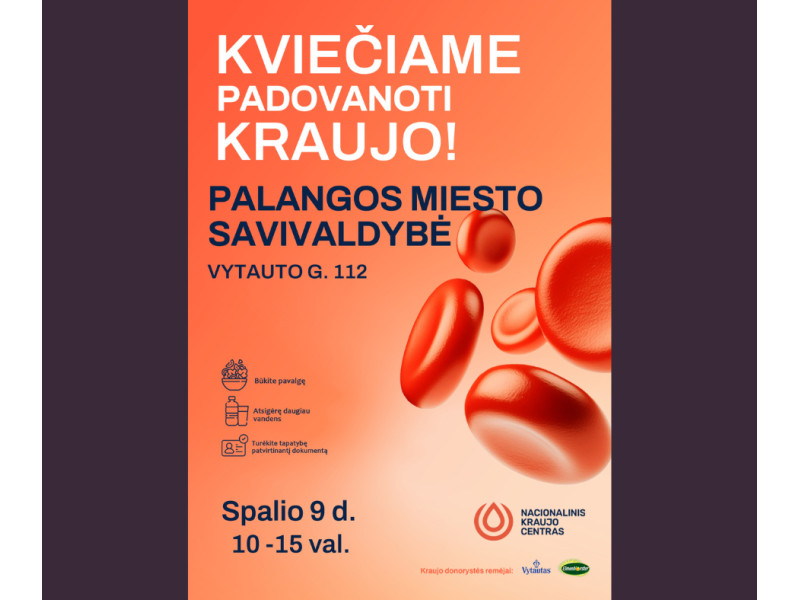 Spalio 9 d. Savivaldybėje kraujo donorystės akcija
