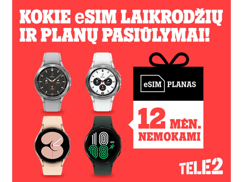„Tele2“ pasiūlymas: nuolaidos išmaniesiems laikrodžiams su eSIM ir jų planams