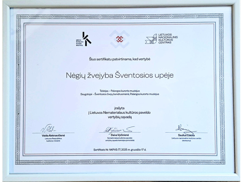 Nėgių žvejyba Šventosios upėje papildė Lietuvos nematerialaus kultūros paveldo vertybių sąvadą