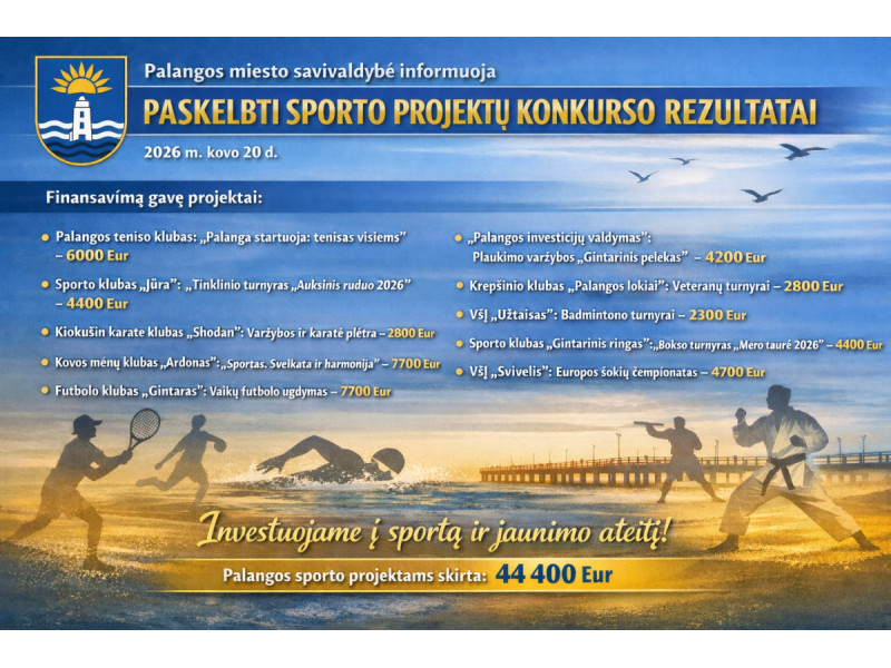 Palangos miesto savivaldybė skelbia sporto projektų konkurso rezultatus