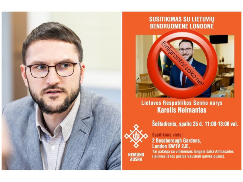 Pilietiškų lietuvių savanorių organizacija Jungtinėje Karalystėje kviečia boikotuoti susitikimą su "aušriečiu". Lrytas.lt nuotr.