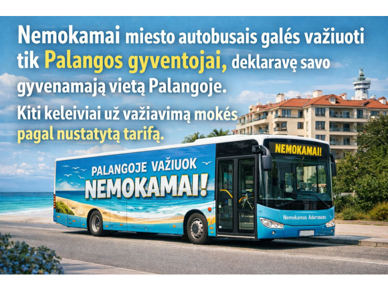 Nuo birželio visi Palangos gyventojai miesto autobusais galės važiuoti nemokamai 