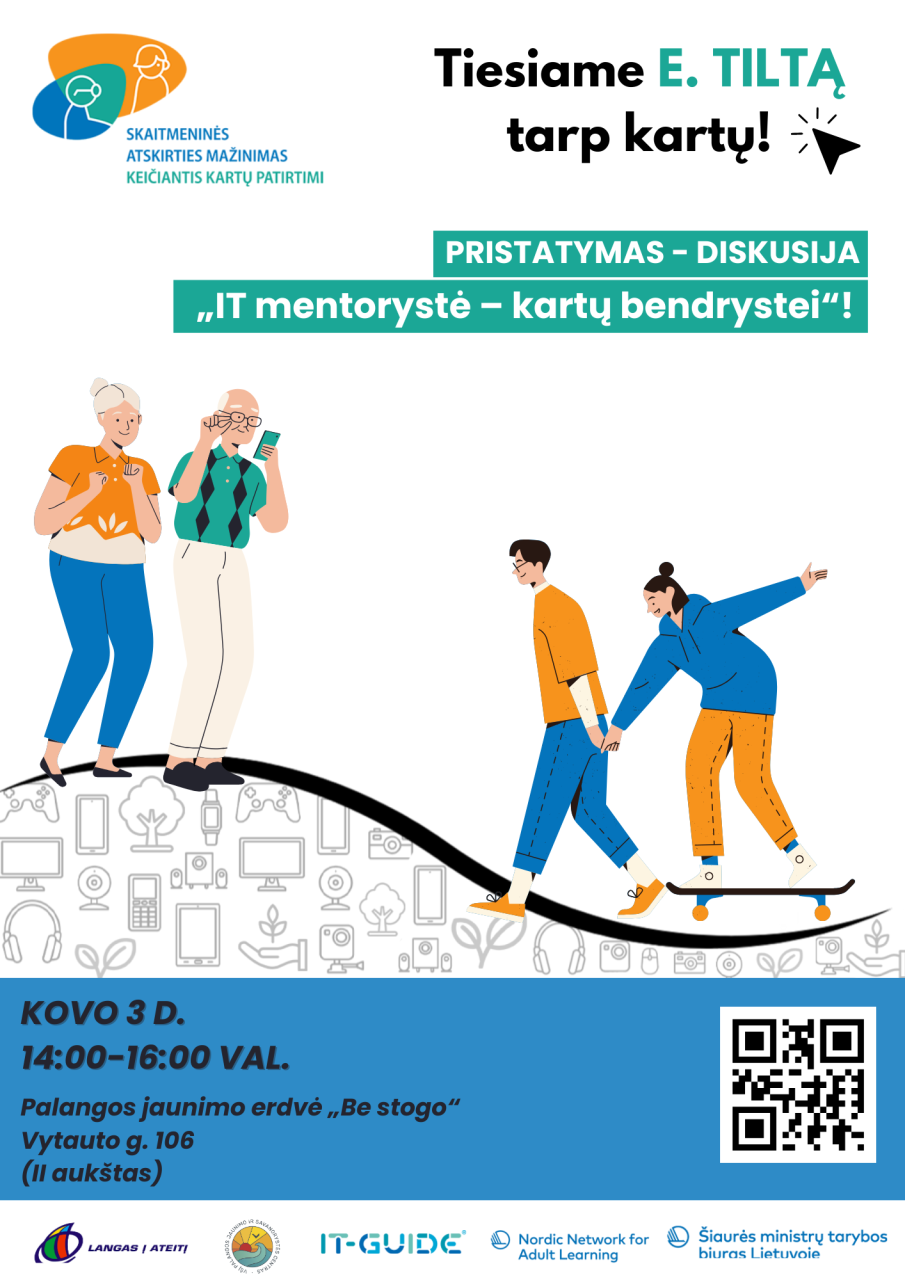 Kvietimas dalyvauti iniciatyvos "Skaitmeninės atskirties mažinimas keičiantis kartų patirtimi" pristatyme bendruomenei