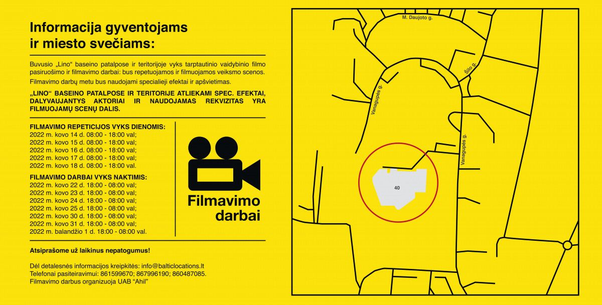 Filmavimo darbai Lino baseino teritorijoje