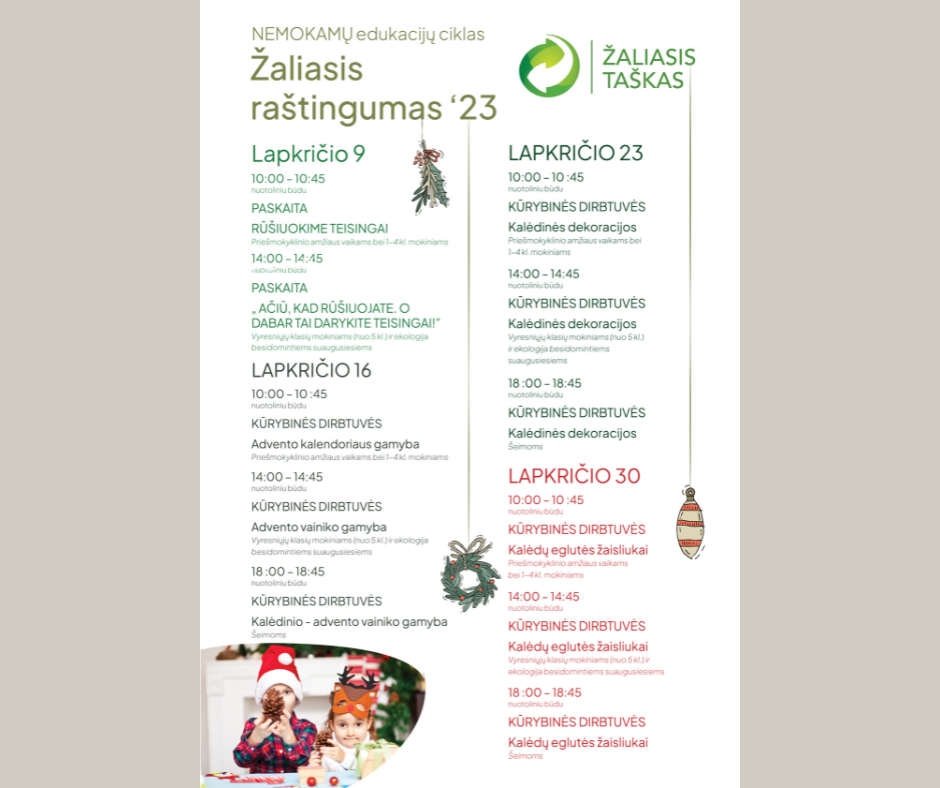 Nemokamų edukacijų ciklas „Žaliasis raštingumas 2023“ tęsiasi