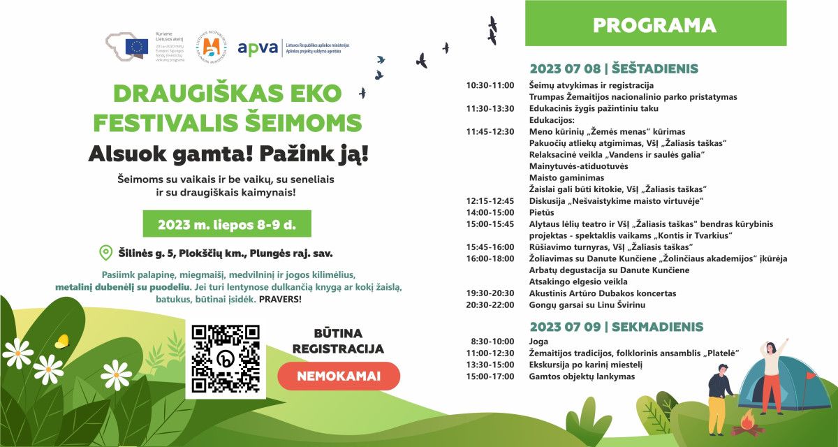 DRAUGIŠKAS EKO FESTIVALIS ŠEIMOMS ŽEMAITIJOJE LAUKIA TAVĘS!