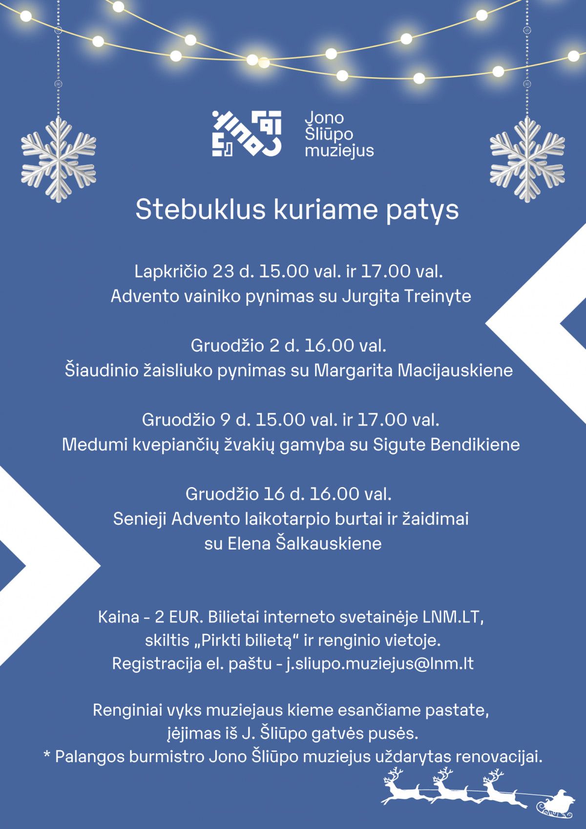 Belaukiant Kalėdų – muziejaus dirbtuvės, kviečiančios kurti stebuklą