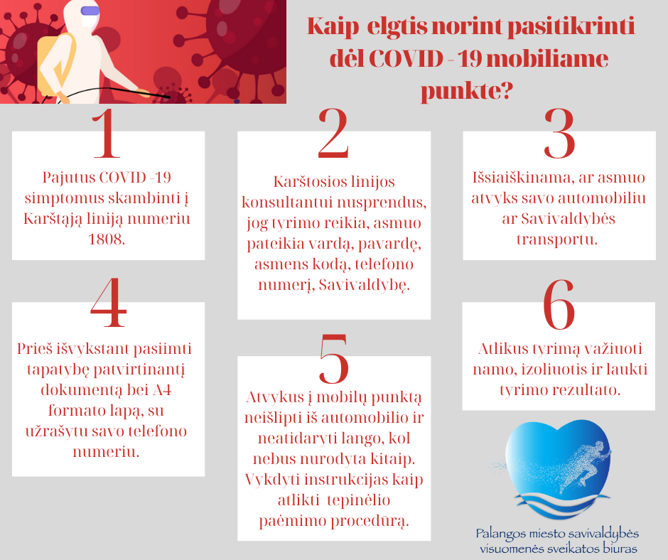Mobilūs koronaviruso punktai – prieš vykdami tikrintis – vadovaukimės sveiku protu