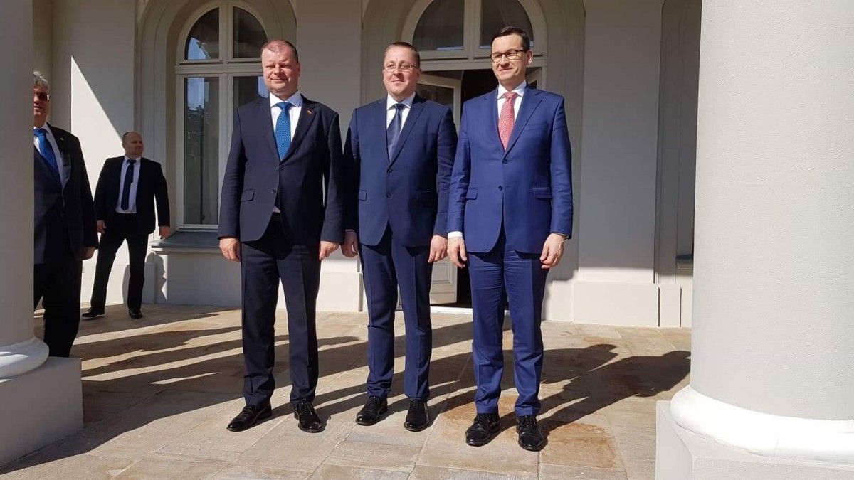 Lietuvos premjeras Saulius Skvernelis, Palangos meras Šarūnas Vaitkus ir Lenkijos premjeras Mateuszas Morawieckis