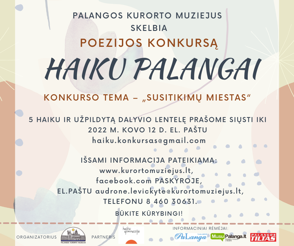 Poezijos konkurso “HAIKU PALANGAI 2022” TAISYKLĖS