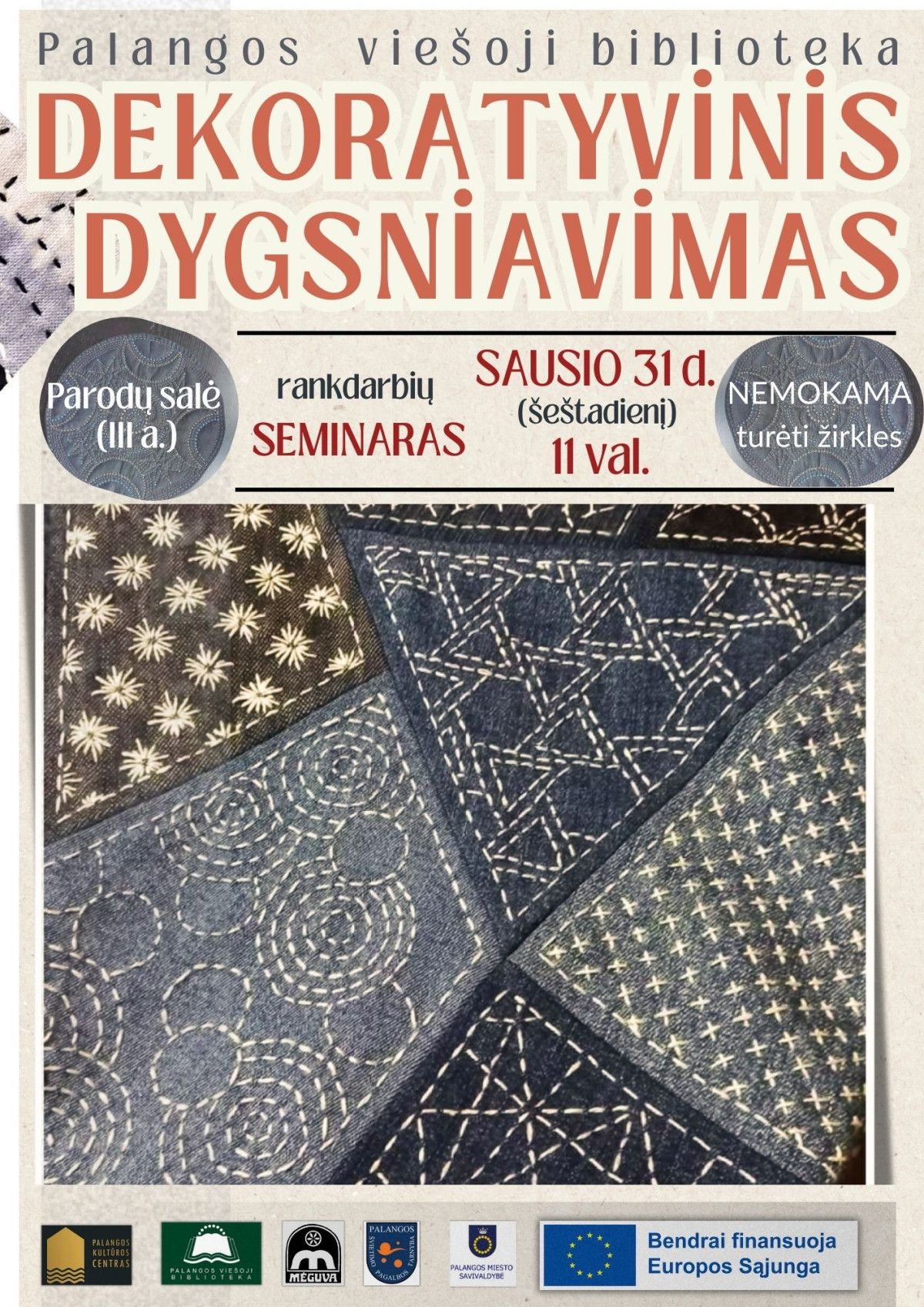 Bibliotekoje – rankdarbių seminaras „Viskas marga“ paroda „Mėlyna“
