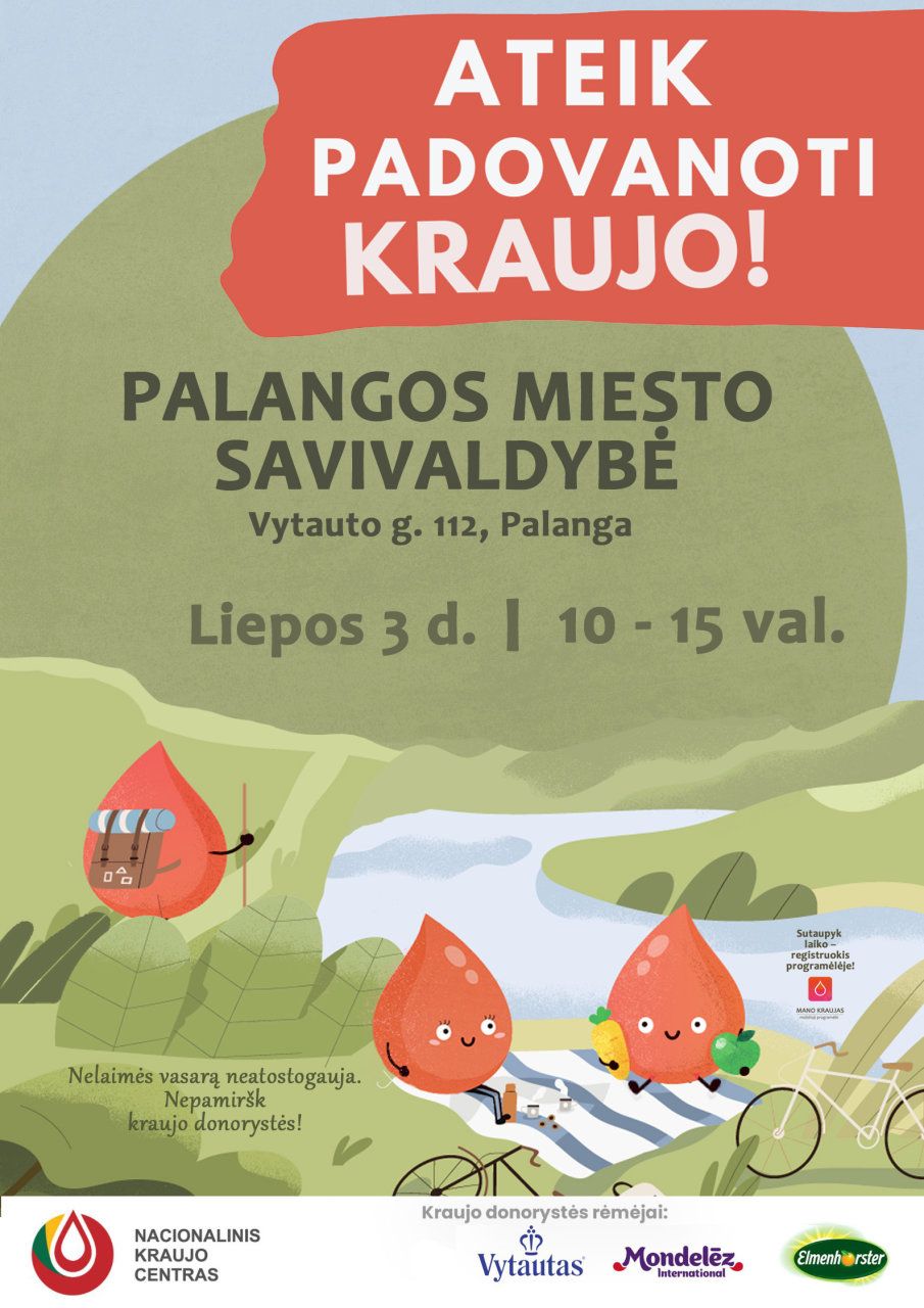 Liepos 3 d. Savivaldybėje vyks kraujo donorystės akcija