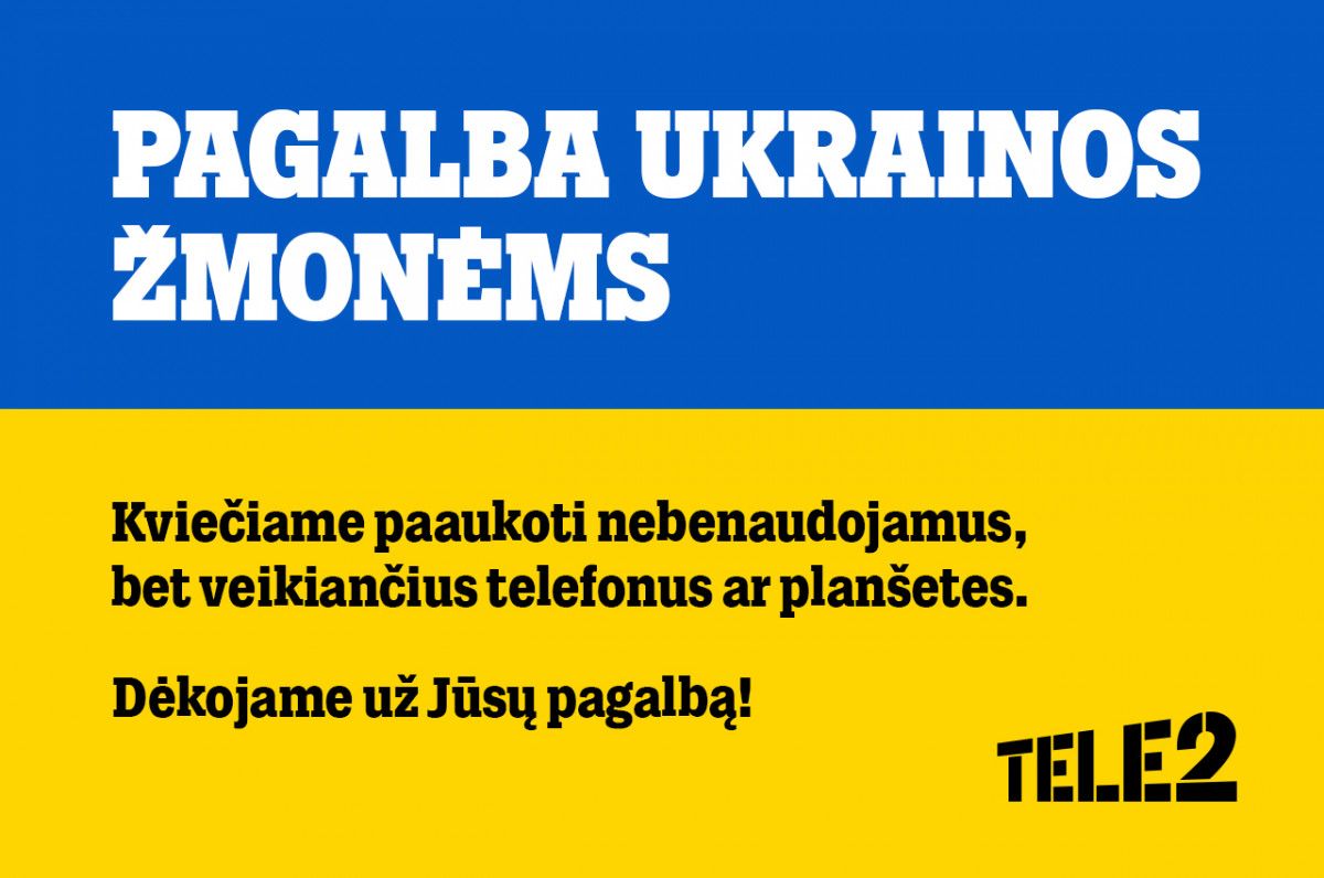 „Tele2“ ragina prisidėti prie pagalbos Ukrainos žmonėms: kviečia aukoti nebenaudojamą, bet veikiančią įrangą