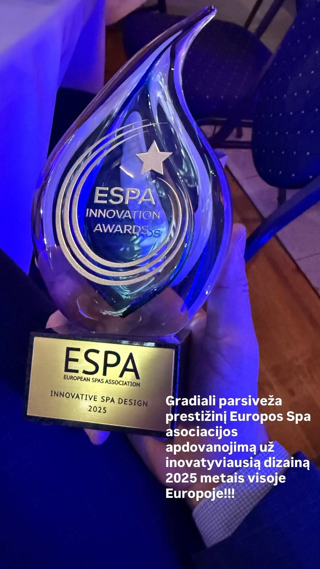 Palangos sanatorija „Gradiali“ pelnė Europos SPA apdovanojimą už inovatyviausią SPA dizainą Europoje