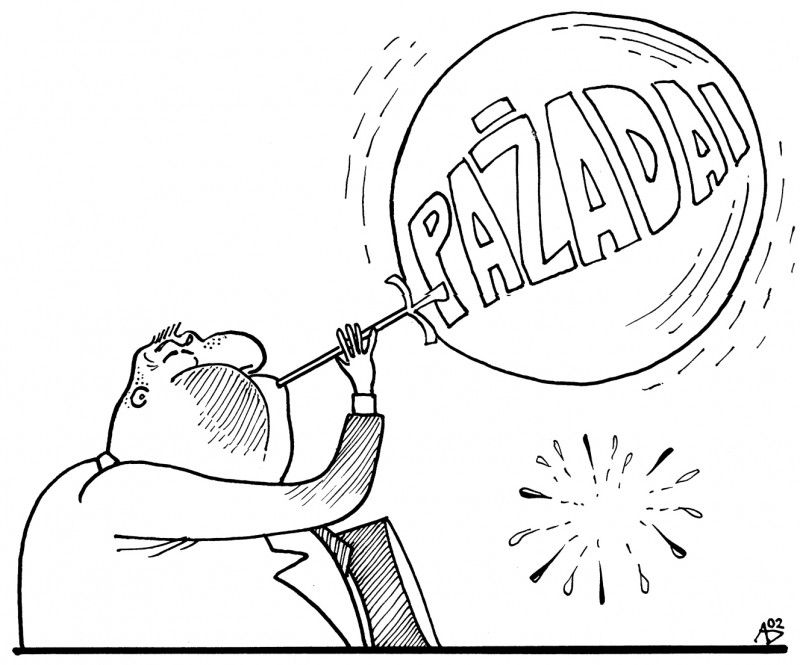 Palangiškiai penimi apgaulingais pažadais apie tai, kad jie neva neprisiims jokios finansinės atsakomybės renovacijos procese. / Andriaus Deltuvos karikatūra.