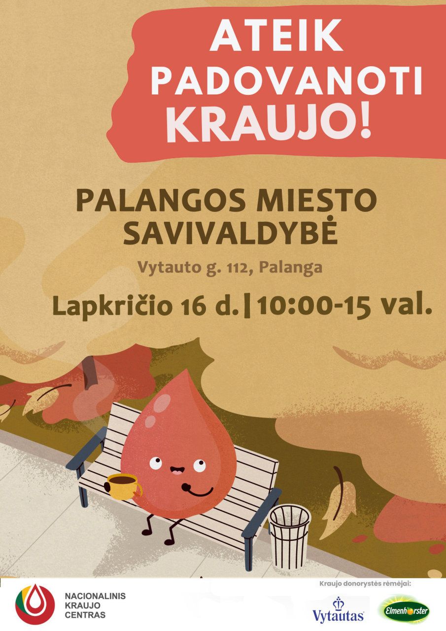 Lapkričio 16 d. Savivaldybėje vyks kraujo donorystės akcija