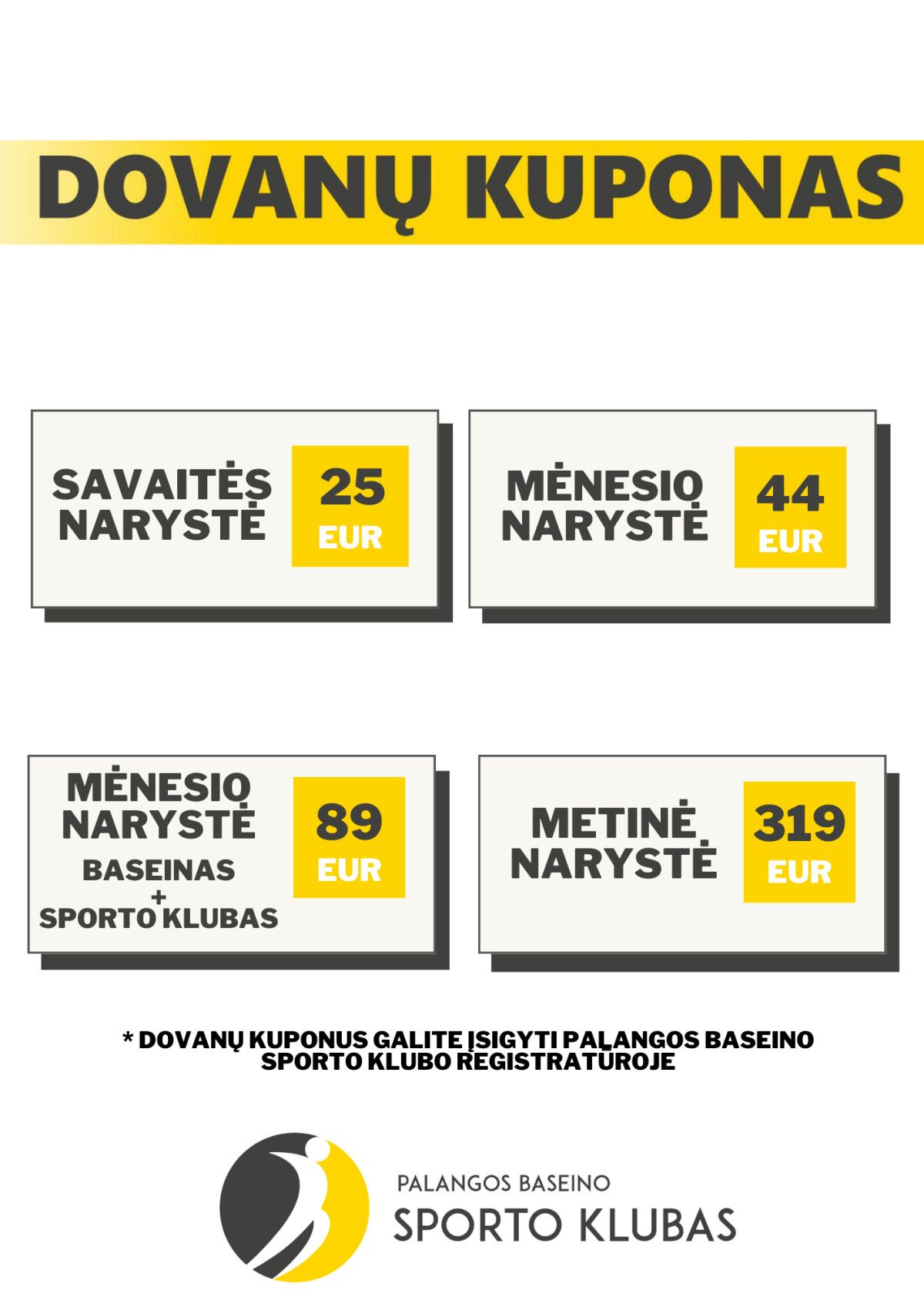 Palangos baseino sporto klubo dovanų kuponai