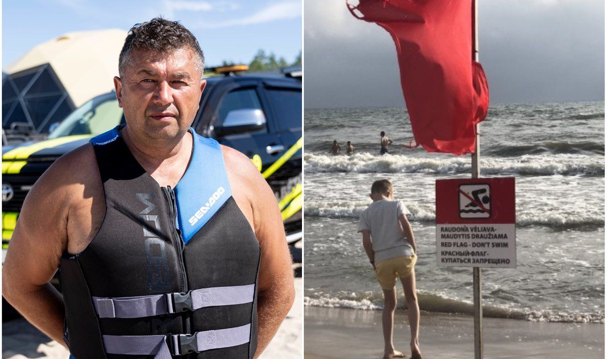 Palangos gelbėtojų vadas Jonas Pirožnikas paaiškino, kada iškeliama raudona vėliava. FOTO: DELFI / KIRIL ČACHOVSKIJ IR VIKTORIJA DAČINSKAITĖ