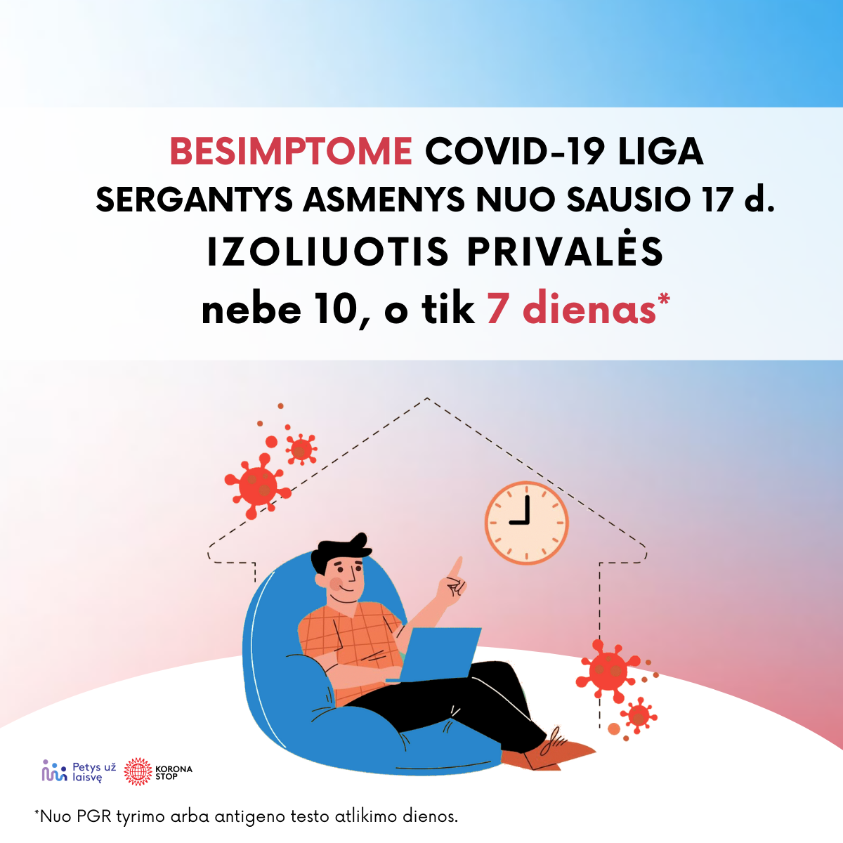 Trumpinama besimptome COVID-19 liga sergančių žmonių izoliacija