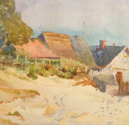 K. Sklėrius (1876-1932). Peizažas su pajūrio sodyba.