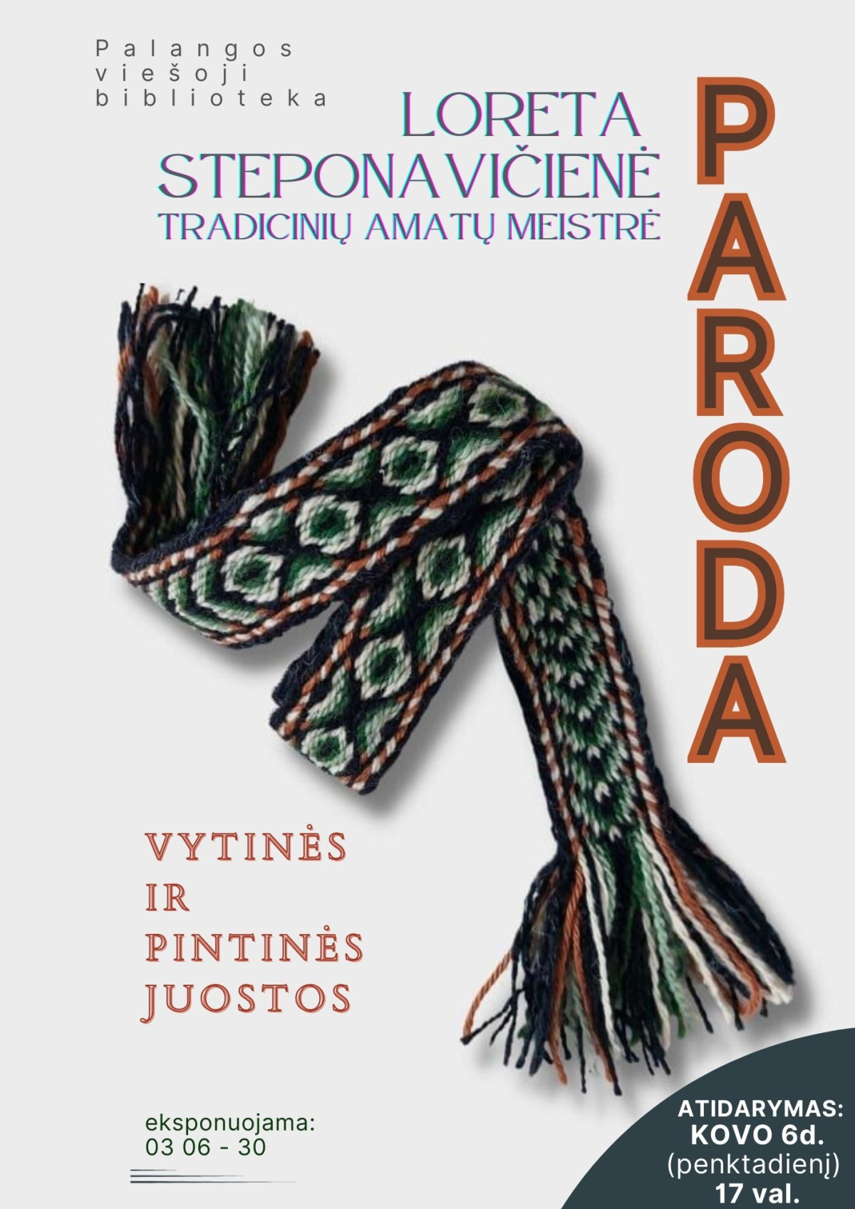 Bibliotekoje – tradicinių aukštaitiškų juostų paroda