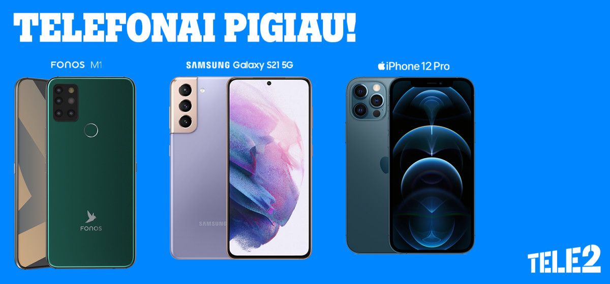 Išskirtiniai „Tele2“ pasiūlymai „Samsung Galaxy“, „iPhone 12“ ir „Fonos M1“ telefonams
