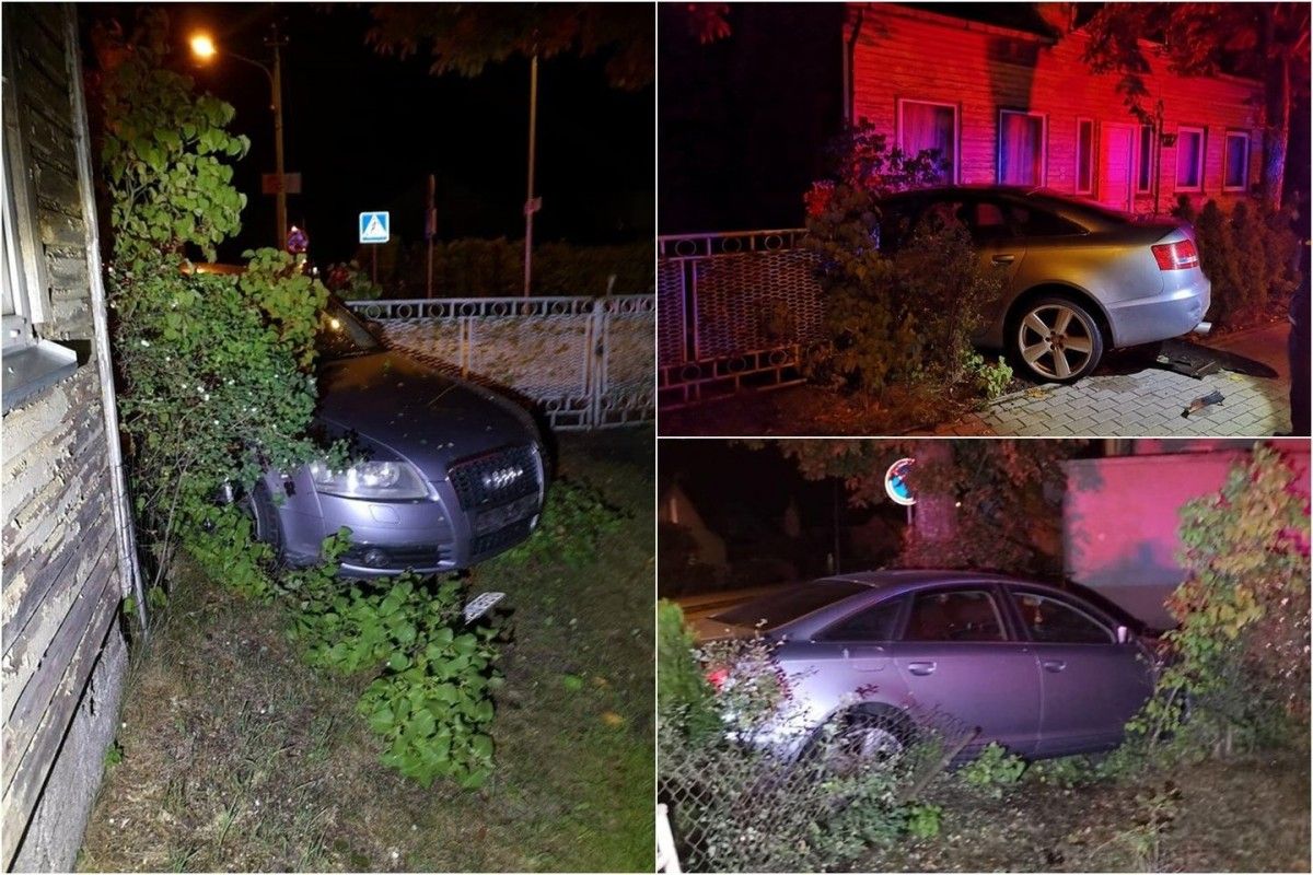 Girto vairuotojo „Audi“ Palangoje išvertė tvorą ir vos nesugriovė namo
