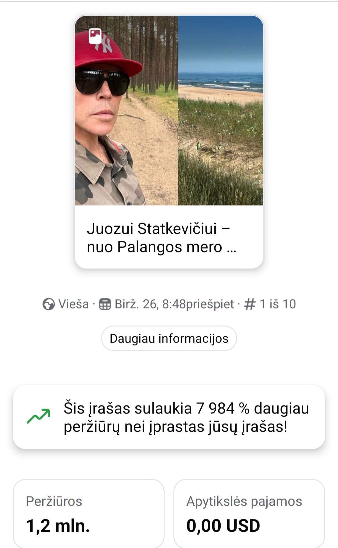 Palangos mero įrašas sulaukė rekordinio dėmesio: per dvi paras – daugiau kaip 1,2 mln. peržiūrų