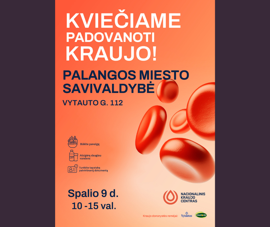 Spalio 9 d. Savivaldybėje kraujo donorystės akcija