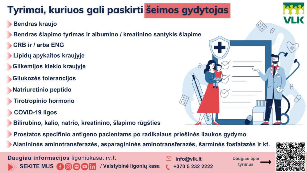 Ligonių kasos: kokius tyrimus gali skirti šeimos gydytojas?