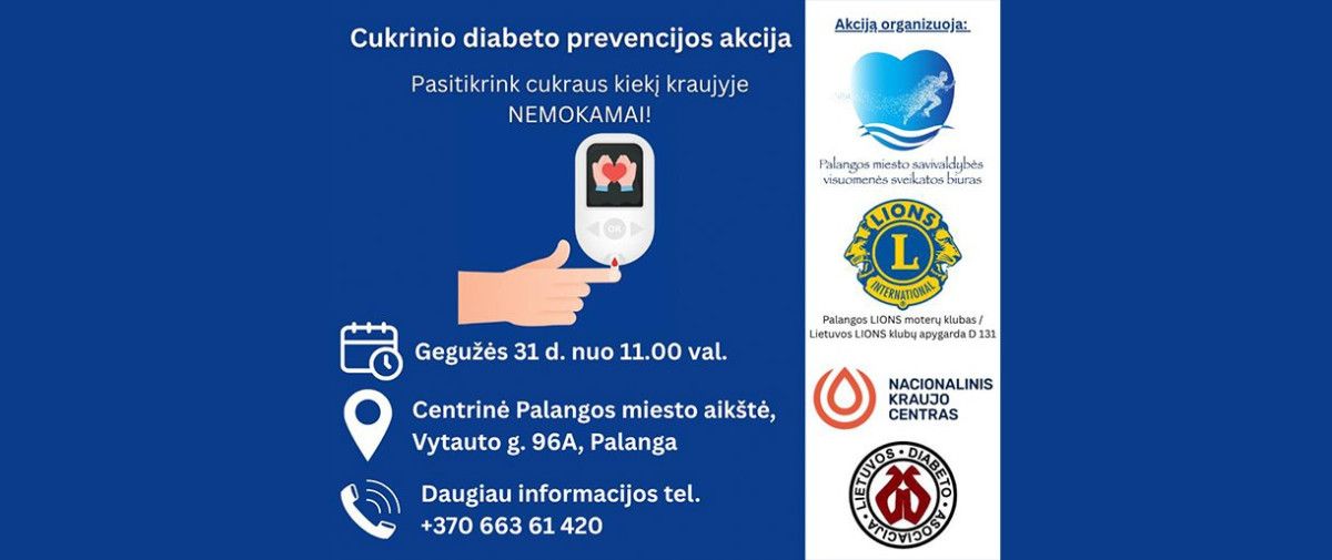 Palangoje organizuojama cukrinio diabeto prevencijos akcija