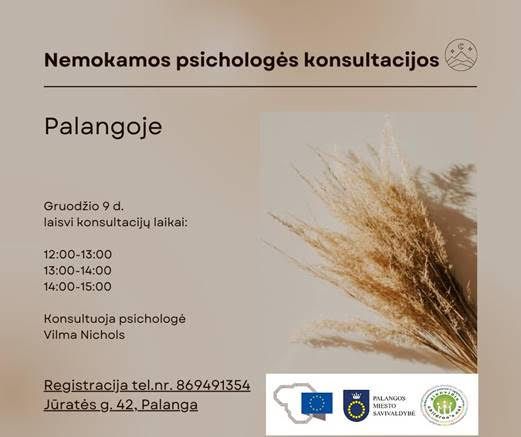 Nemokamos individualios psichologinės konsultacijos Palangoje