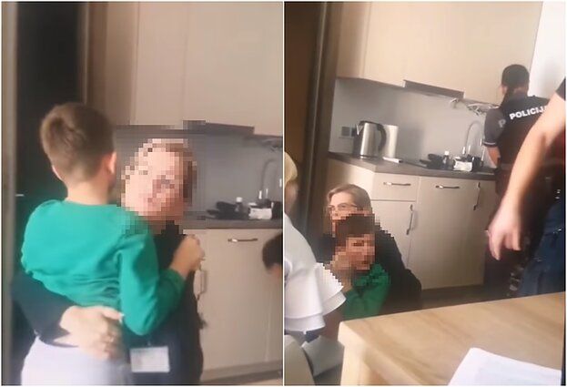 Internete išplito vaizdo įrašas apie tarnybų iš mamos paimtą vaiką / Socialinių tinklų vaizdo įrašo stop kadras