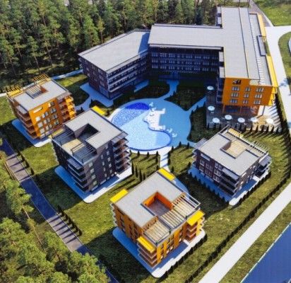 Apie 100 milijonų litų kainuosiančio viešbučio bei SPA komplekso statybas tikimasi pradėti 2015-ųjų pavasarį. Įmonių grupės „Inter Ikea“ architektų priešprojektinių pasiūlymų vizualizacija.