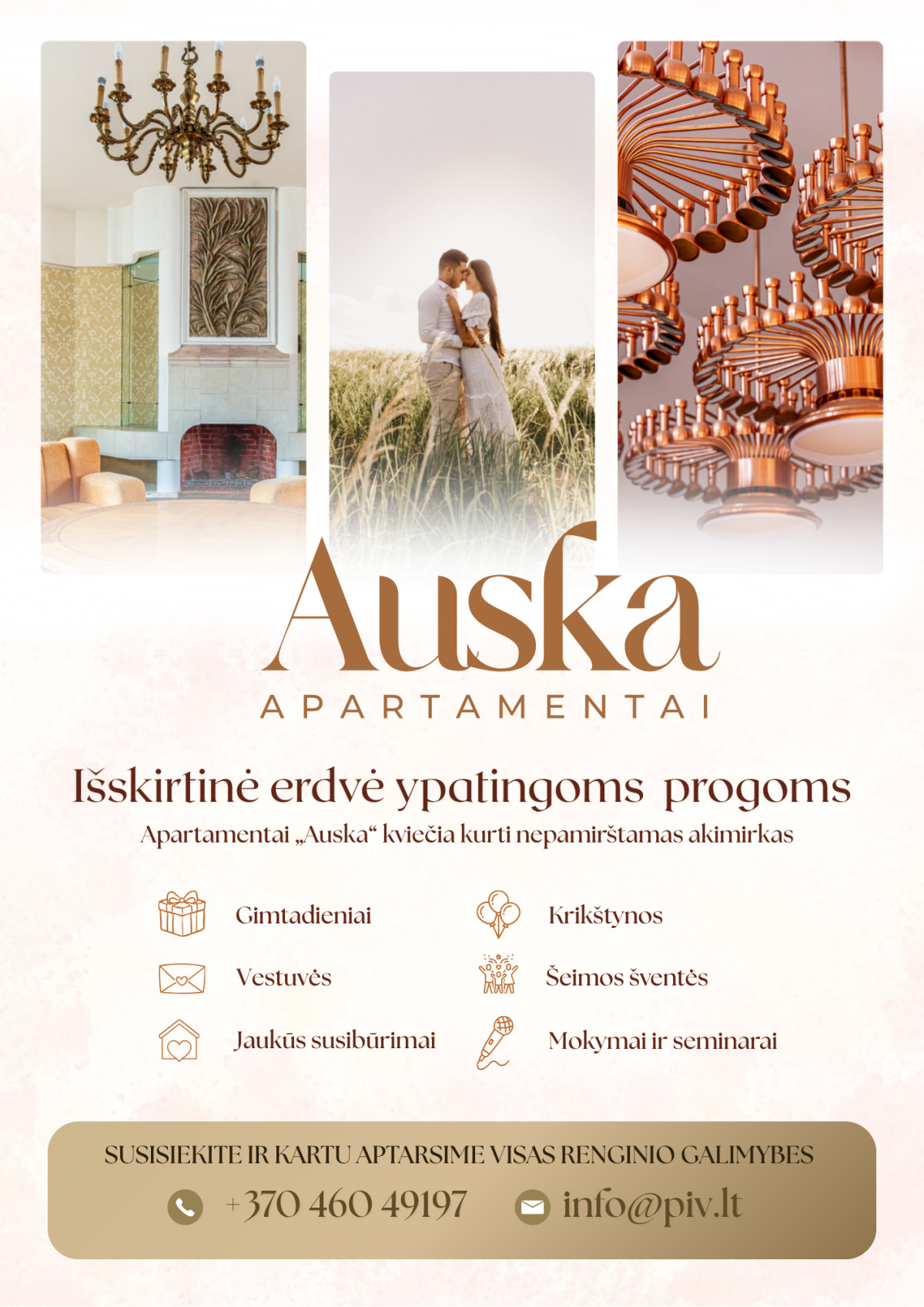 "Auskos" apartamentai - išskirtinė erdvė ypatingoms progoms