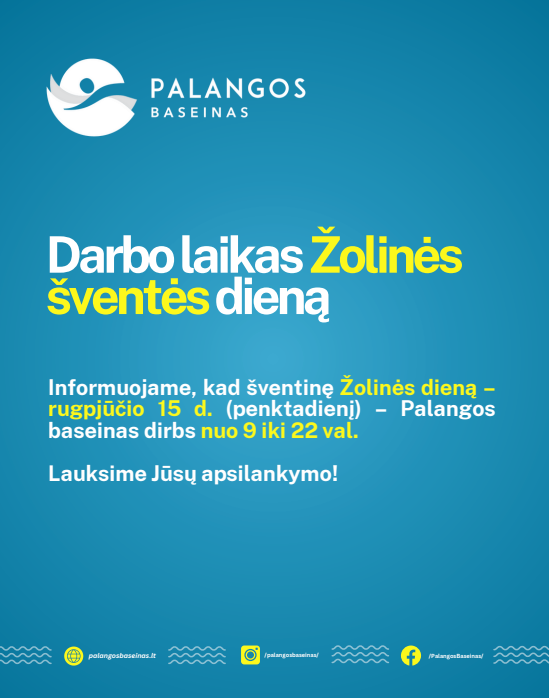 Darbo laikas Žolinės šventės dieną Palangos baseine