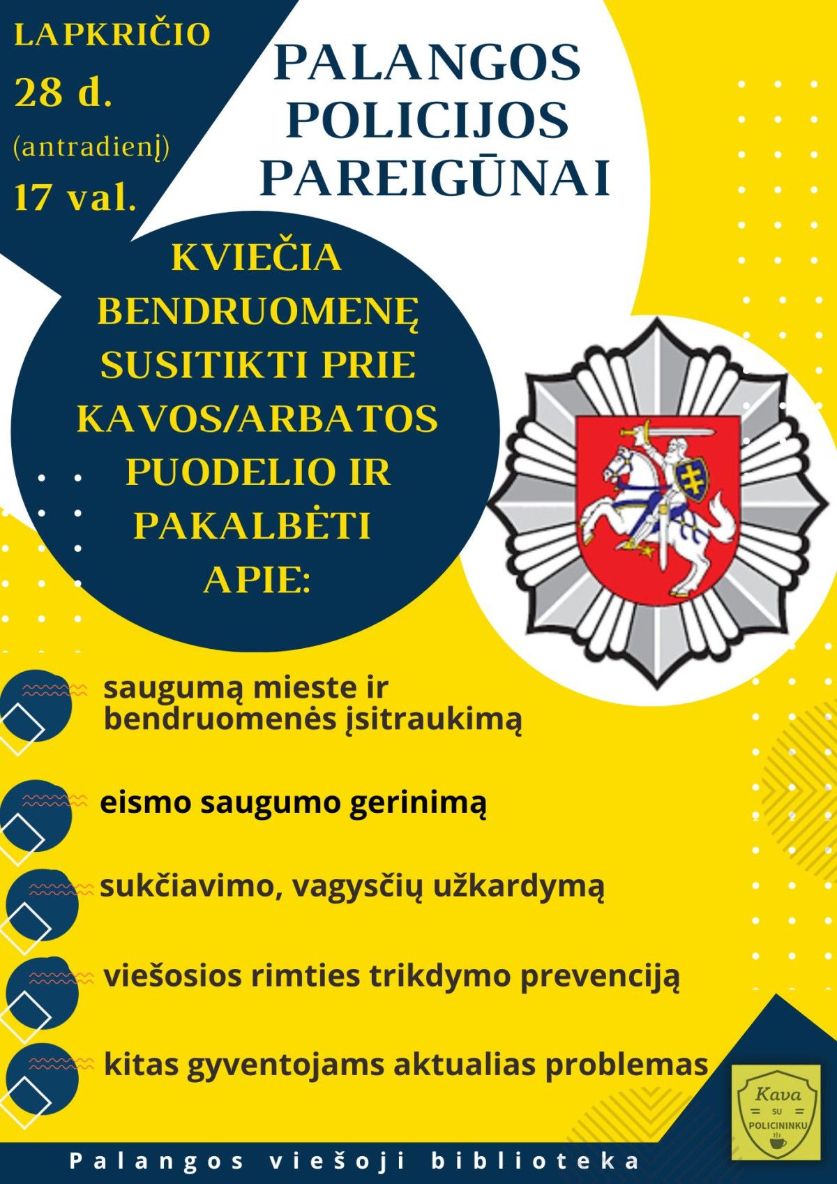 Palangos policijos pareigūnai kviečia bendruomenę pokalbiui apie saugumą