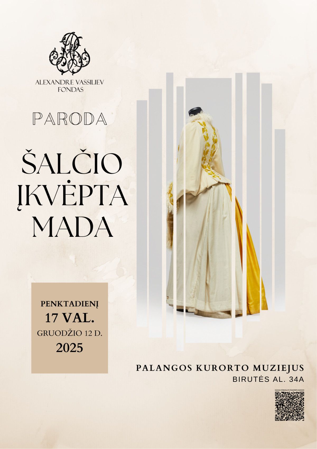 Palangos kurorto muziejuje atidaroma elegancija pulsuojanti ir mados istorijos entuziastus užbursianti paroda „Šalčio įkvėpta mada“ iš Aleksandro Vasiljevo fondo kolekcijos