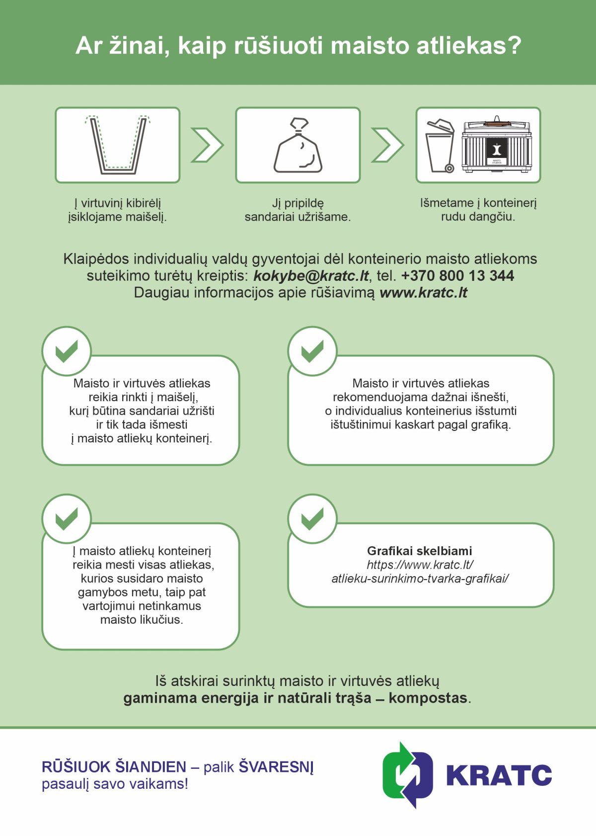 Gruodį Palangoje pradedamas biologinių ir maisto atliekų rūšiavimas