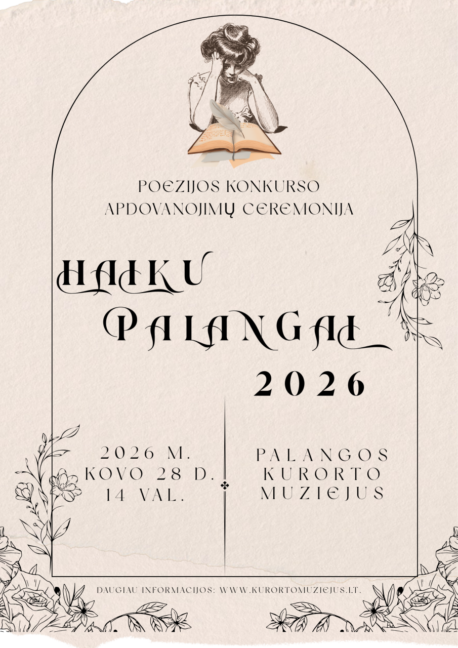 Palangos kurorto muziejus kviečia į poezijos konkurso „Haiku Palangai 2026“ apdovanojimų ceremoniją