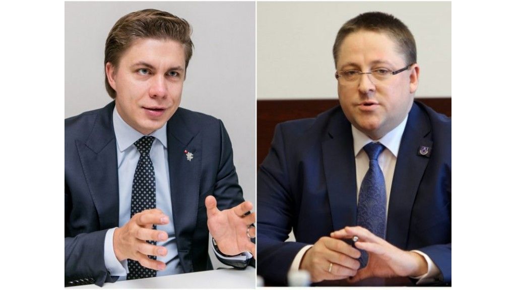 Jonavos rajono meras Mindaugas Sinkevičius ir Palangos miesto meras Šarūnas Vaitkus