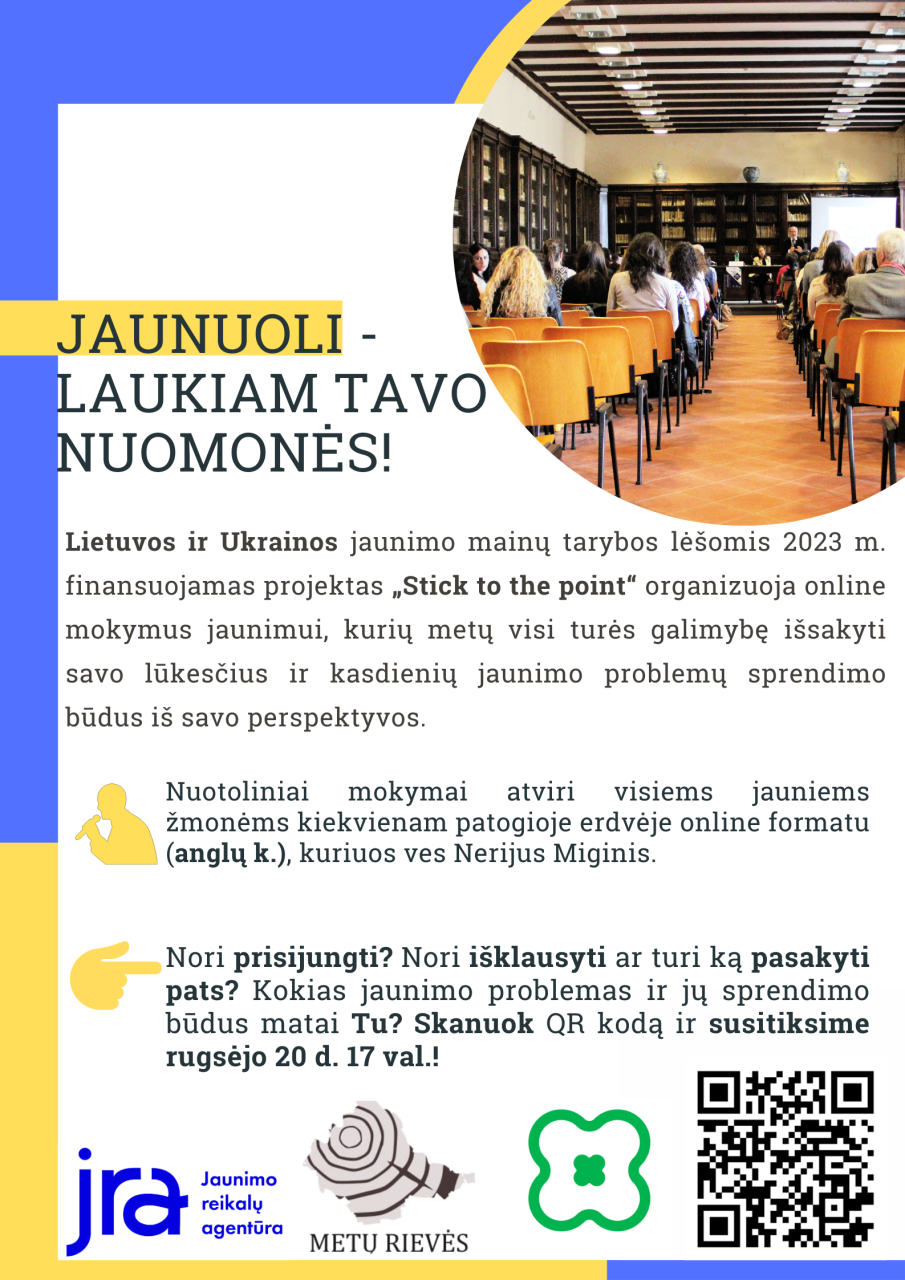 Dar vieni projekto „Stick to the point“ mokymai jaunimui