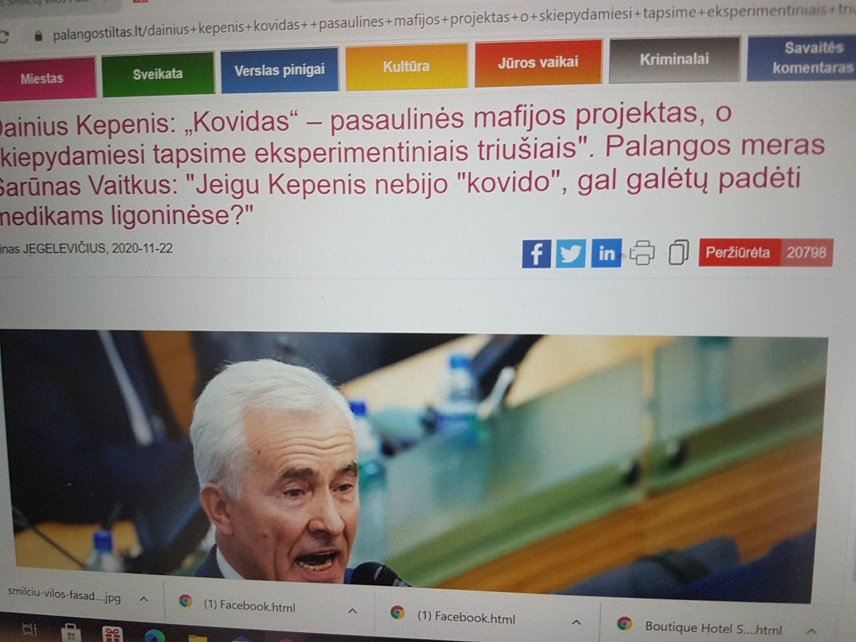 Stulbinantis pasiekimas: straipsnį apie Dainių Kepenį ir jo požiūrį į „kovidą“ Facebook/Palangostiltas ir www.palangostiltas.lt peržiūrėjo atitinkamai 30 050 ir 20 688 žmonių