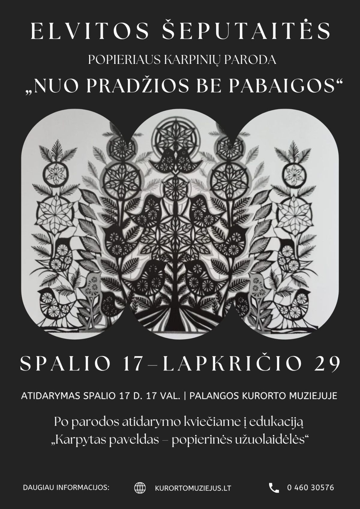 Elvitos Šeputaitės popieriaus karpinių paroda „Nuo pradžios be pabaigos“