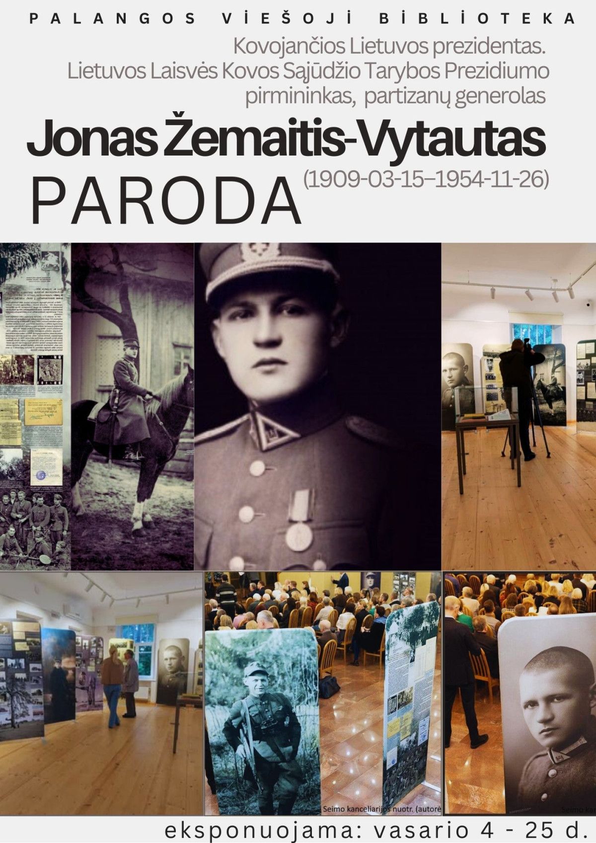 Bibliotekoje – kilnojamoji paroda „Kovojančios Lietuvos prezidentas. Jonas Žemaitis-Vytautas (1909–1954)“